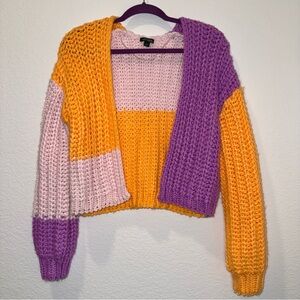 Wild Fable Chunky Knit Open Cardigan Y2K/90s Inspired Color Block XS
